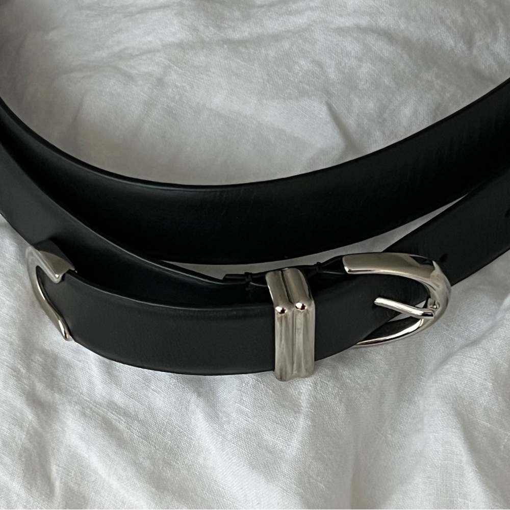 Khaite Brooke Double Wrap Belt in Black Leather with Silver Hardware - Picture 3 of 3